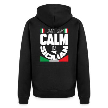Sizilien - Unisex Premium Bio Zip Hoodie - Schwarz - Hinten - Nico (187cm)