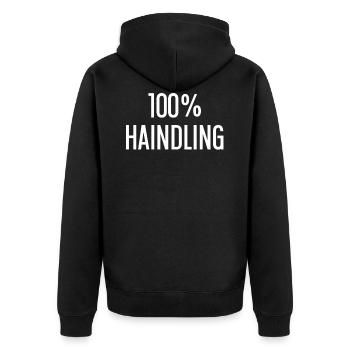100 Prozent Haindling - Unisex Premium Bio Zip Hoodie - Schwarz - Hinten - Nico (187cm)