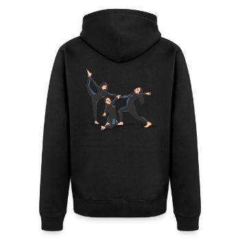 Groupe de danseurs chorégraphie danse jazz - Veste à capuche bio Premium Unisexe - noir - Dos - Nico (187cm)