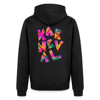 Karneval - Fasching - Unisex Premium Bio Zip Hoodie - Schwarz - Hinten - Nico (187cm)