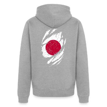 Drapeau du japon - Veste à capuche bio Premium Unisexe - gris chiné - Dos - Nico (187cm)