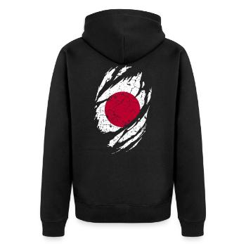 Japan flag - Unisex Premium Organic Zip Hoodie - black - Back - Nico (187cm)