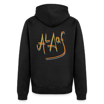 Karneval - Fasching - Unisex Premium Bio Zip Hoodie - Schwarz - Hinten - Nico (187cm)