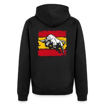 Spain flag with bull - Unisex Premium Organic Zip Hoodie - black - Back - Nico (187cm)