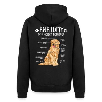 Golden Retriever Anatomie Hundehalter Geschenk - Unisex Premium Bio Zip Hoodie - Schwarz - Hinten - Nico (187cm)