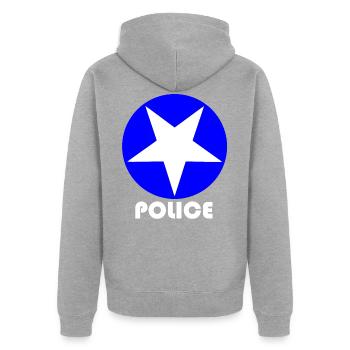 Polizei - Unisex Premium Bio Zip Hoodie - Grau meliert - Hinten - Nico (187cm)