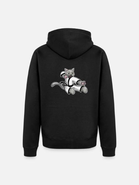 Jiu Jitsu Karate Cat - Unisex Premium Organic Zip Hoodie - black
