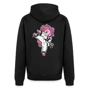 Licorne de Karaté Jiu Jitsu - Veste à capuche bio Premium Unisexe - noir - Dos - Nico (187cm)