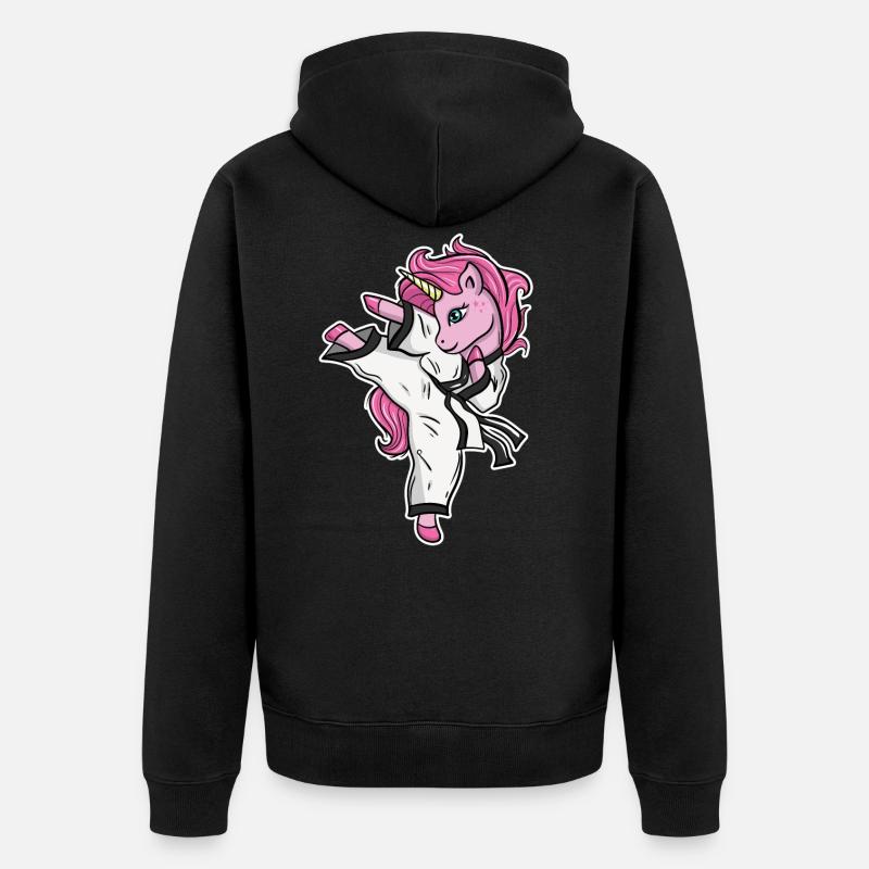 Jiu Jitsu Karate Einhorn - Unisex Premium Bio Zip Hoodie - Schwarz