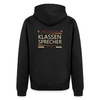 Klassensprecher - Unisex Premium Bio Zip Hoodie - Schwarz - Hinten - Nico (187cm)