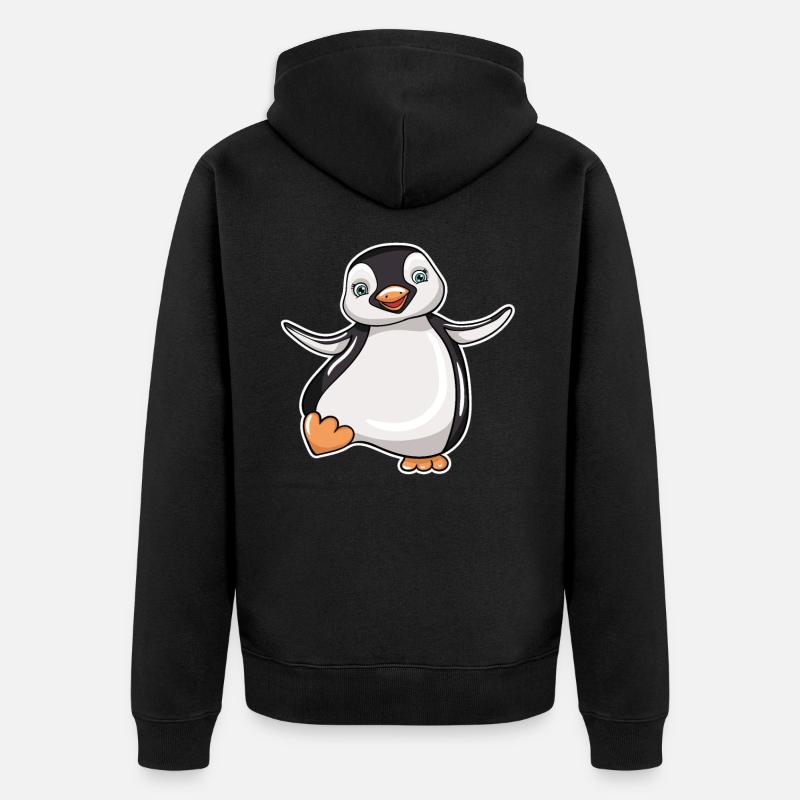 Penguin - Unisex Premium Organic Zip Hoodie - black