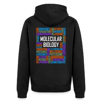 Molekularbiologische Wörter - Unisex Premium Bio Zip Hoodie - Schwarz - Hinten - Nico (187cm)