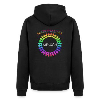 gegen Nazis - Unisex Premium Bio Zip Hoodie - Schwarz - Hinten - Nico (187cm)