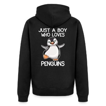 Juste un garçon qui aime les pingouins - Veste à capuche bio Premium Unisexe - noir - Dos - Nico (187cm)