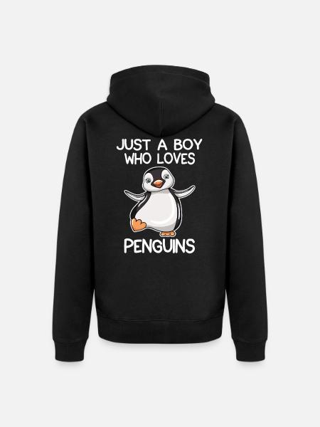 Just A Boy Who Loves Penguins - Unisex Premium Organic Zip Hoodie - black