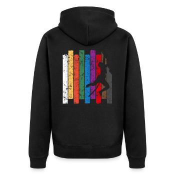 Klettern Silhouette - Unisex Premium Bio Zip Hoodie - Schwarz - Hinten - Nico (187cm)