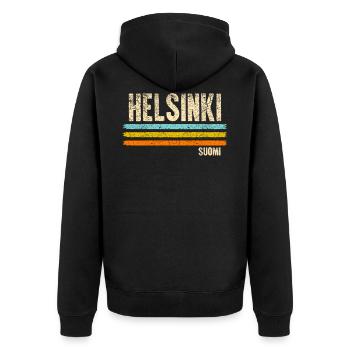 Helsinki Finnland Suomi - Unisex Premium Bio Zip Hoodie - Schwarz - Hinten - Nico (187cm)