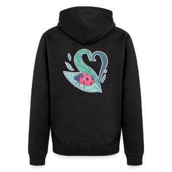 Niedlicher Marienkäfer auf Blatt - Unisex Premium Bio Zip Hoodie - Schwarz - Hinten - Nico (187cm)