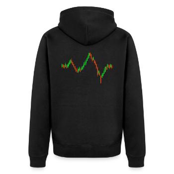 Börse - Aktien - Herzschlag - Unisex Premium Bio Zip Hoodie - Schwarz - Hinten - Nico (187cm)