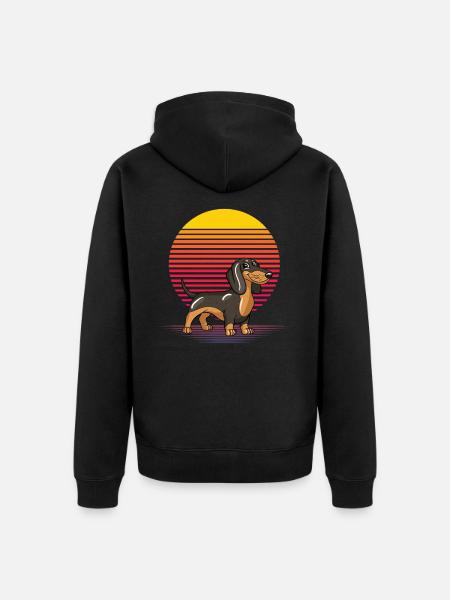 Retro Dachshund - Unisex Premium Organic Zip Hoodie - black