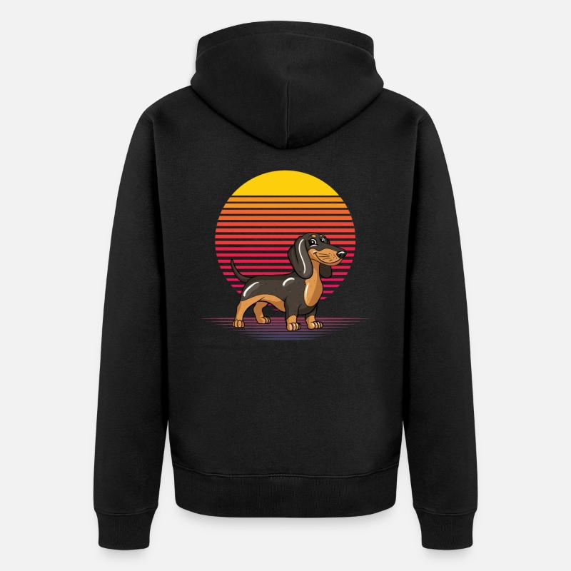 Retro Dackel - Unisex Premium Bio Zip Hoodie - Schwarz