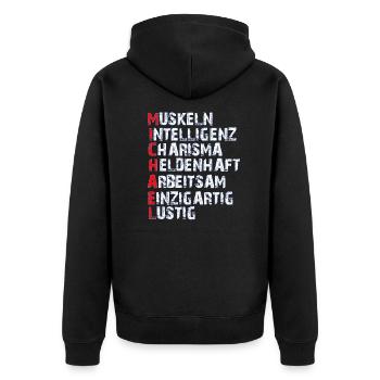 Michael - Unisex Premium Bio Zip Hoodie - Schwarz - Hinten - Nico (187cm)