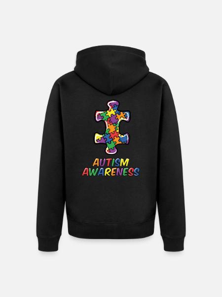 Autism Awareness Puzzle - Unisex Premium Organic Zip Hoodie - black