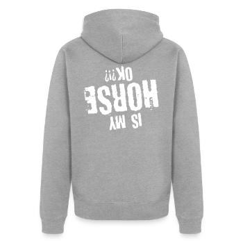 Pferdesprüche Reiter Geschenk - Unisex Premium Bio Zip Hoodie - Grau meliert - Hinten - Nico (187cm)