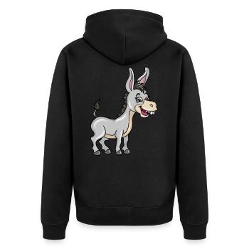 Esel - Unisex Premium Bio Zip Hoodie - Schwarz - Hinten - Nico (187cm)