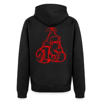 Red Boxing Gloves - Unisex Premium Organic Zip Hoodie - black - Back - Nico (187cm)