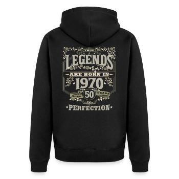 Vintage 1970 50th Birthday Legend Gift - Unisex Premium Organic Zip Hoodie - black - Back - Nico (187cm)