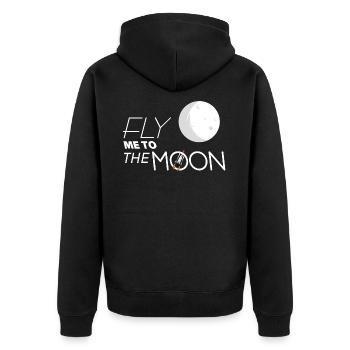Mond - Unisex Premium Bio Zip Hoodie - Schwarz - Hinten - Nico (187cm)