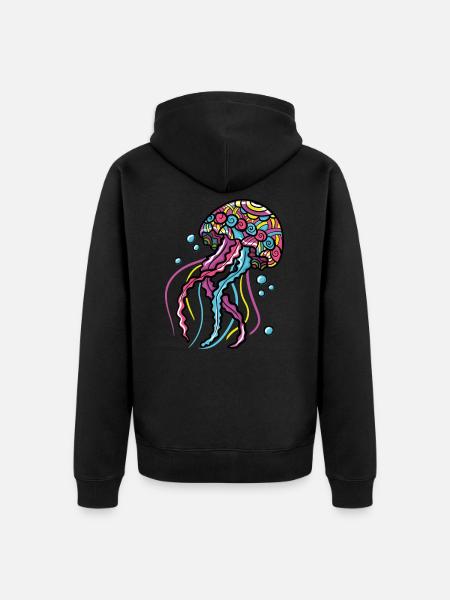 Jellyfish Psy - Unisex Premium Organic Zip Hoodie - black