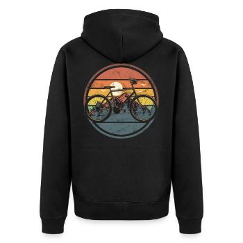 retro vintage bicycle - Fahrrad - Unisex Premium Bio Zip Hoodie - Schwarz - Hinten - Nico (187cm)