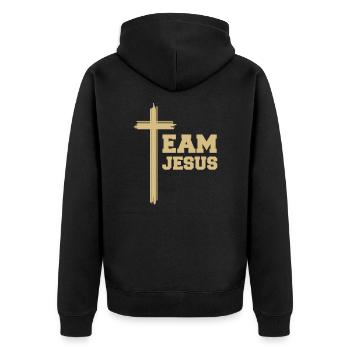 jésus, chrétien, dieu, église, foi, religion - Veste à capuche bio Premium Unisexe - noir - Dos - Nico (187cm)