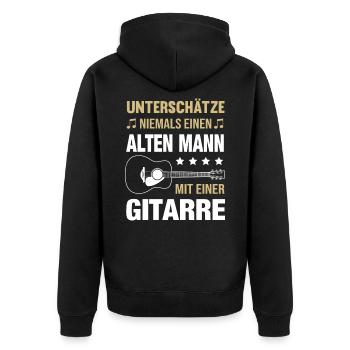 Old man with guitar guitarist - Unisex Premium Organic Zip Hoodie - black - Back - Nico (187cm)