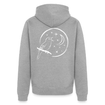 singing nightingale / singing bird - Unisex Premium Organic Zip Hoodie - heather grey - Back - Nico (187cm)