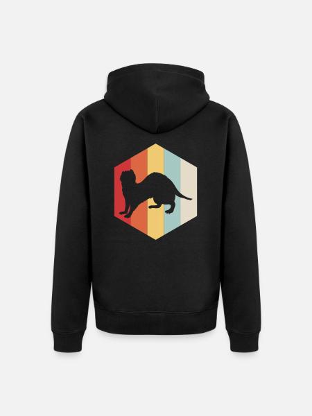 Retro Ferret Silhouette - Unisex Premium Organic Zip Hoodie - black