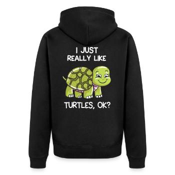 J'aime vraiment les tortues, d'accord? - Veste à capuche bio Premium Unisexe - noir - Dos - Nico (187cm)
