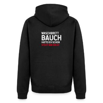 Waschbrettbauch Muskeln Sport körper lustig witz - Unisex Premium Bio Zip Hoodie - Schwarz - Hinten - Nico (187cm)