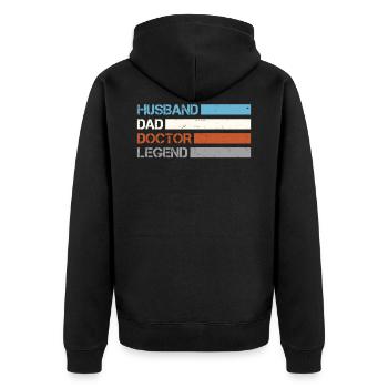 Mari papa médecin légende - Veste à capuche bio Premium Unisexe - noir - Dos - Nico (187cm)