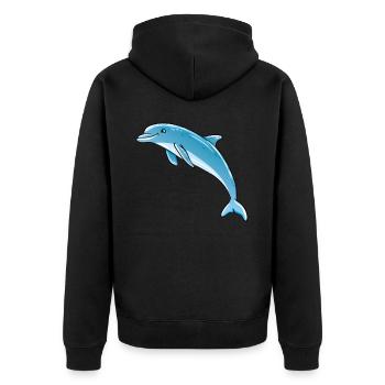 Delfin - Unisex Premium Bio Zip Hoodie - Schwarz - Hinten - Nico (187cm)