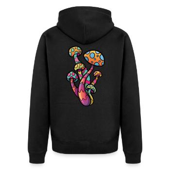 Psychedelischer Pilz - Unisex Premium Bio Zip Hoodie - Schwarz - Hinten - Nico (187cm)