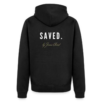 jesus christlich bibel Kreuz spruch Kirche gebet - Unisex Premium Bio Zip Hoodie - Schwarz - Hinten - Nico (187cm)