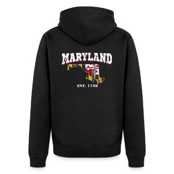 Maryland est. 1788 - Unisex Premium Bio Zip Hoodie - Schwarz - Hinten - Nico (187cm)