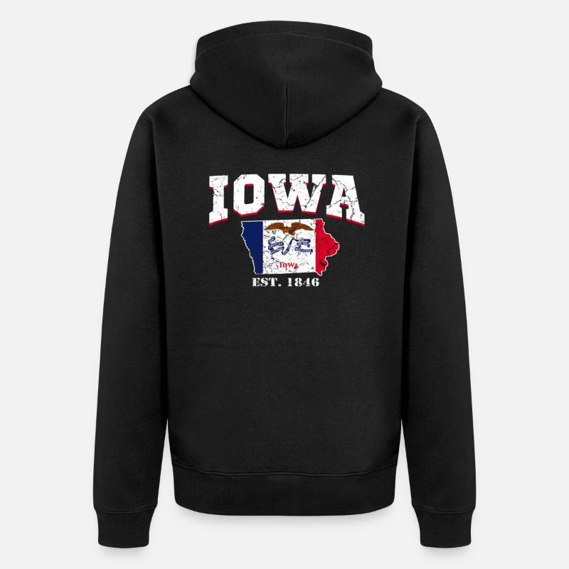 Drapeau Iowa - Veste à capuche bio Premium Unisexe - noir