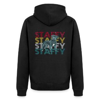 Staffordshire Bullterrier - Unisex Premium Bio Zip Hoodie - Schwarz - Hinten - Nico (187cm)