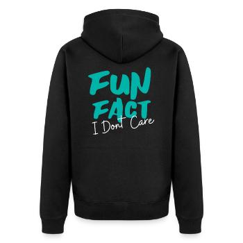 I'm not interested in "Fun fact, i don't care" - Unisex Premium Organic Zip Hoodie - black - Back - Nico (187cm)