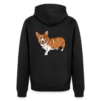 Corgi - Unisex Premium Bio Zip Hoodie - Schwarz - Hinten - Nico (187cm)