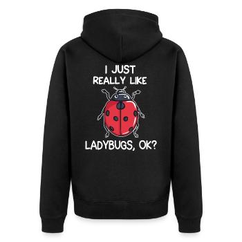 I Just Really Like Ladybugs - Unisex Premium Organic Zip Hoodie - black - Back - Nico (187cm)
